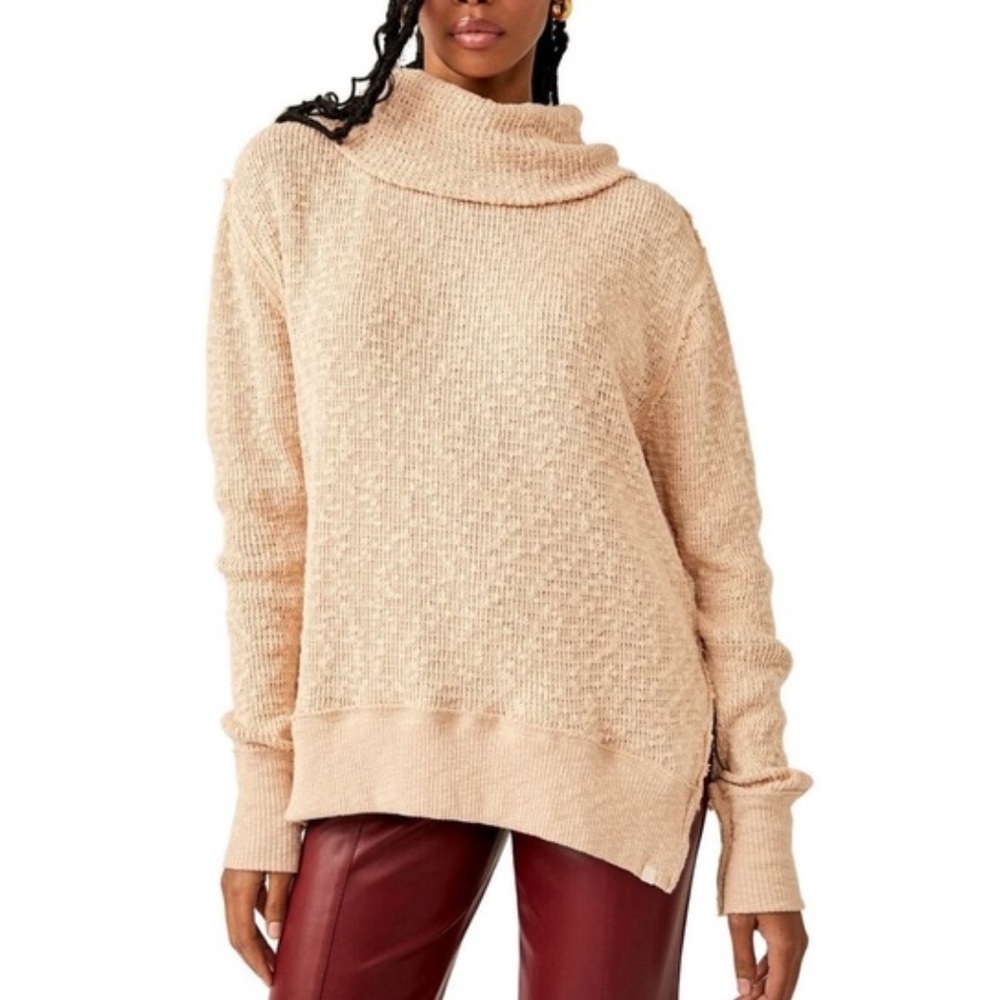 Free People We The Free Tommy Turtleneck Sweater Toasted Almond Medium